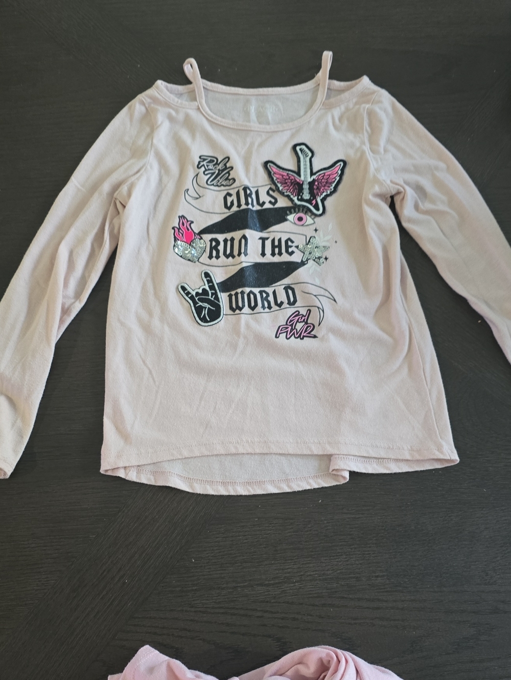 The Children's Place Light Pink Long Sleeve 'Girls Run The World' Graphic Tee